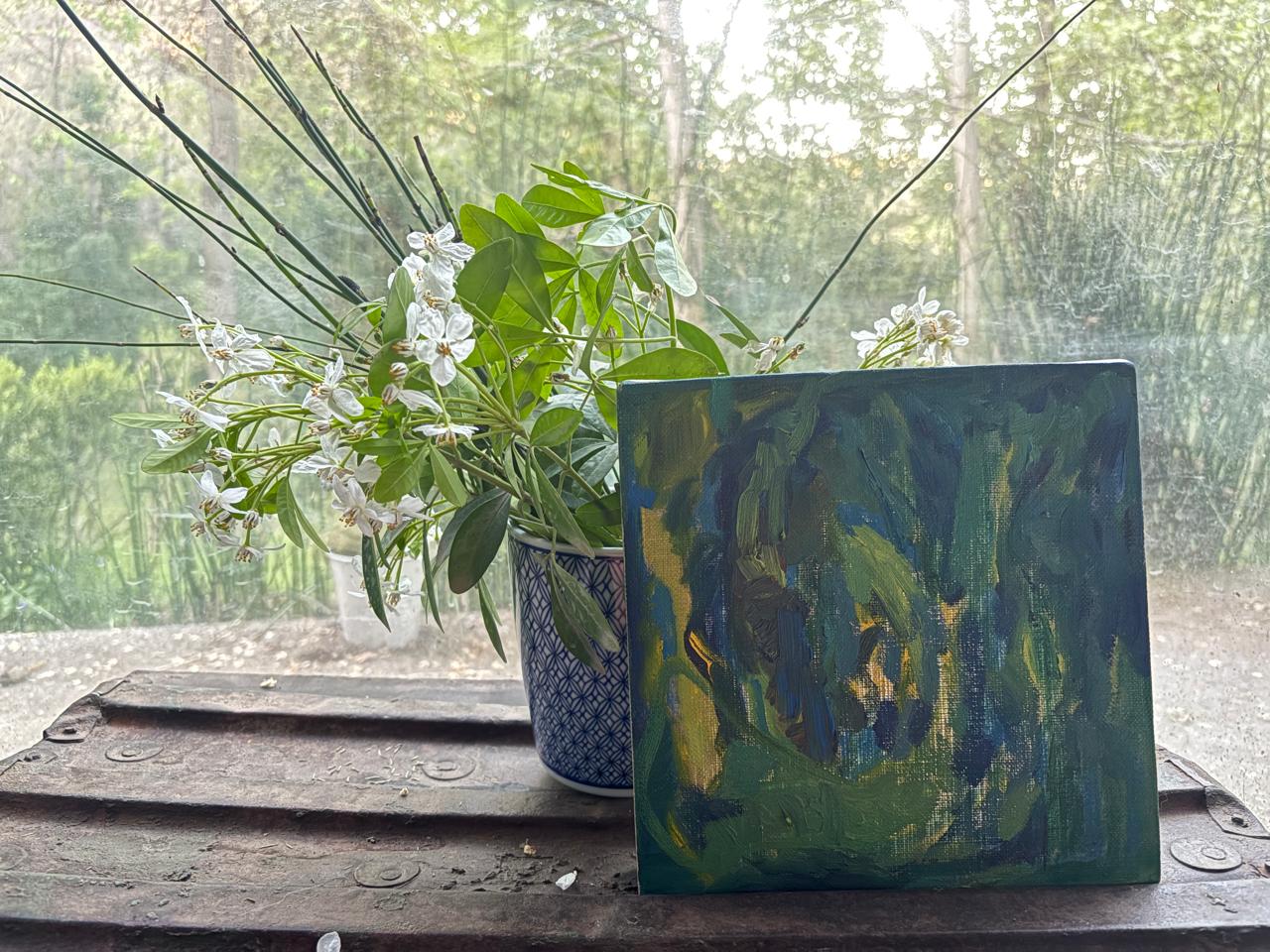 Vista al Jardin (Óleo sobre tela 25x25cm)