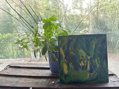 Vista al Jardin (Óleo sobre tela 25x25cm)