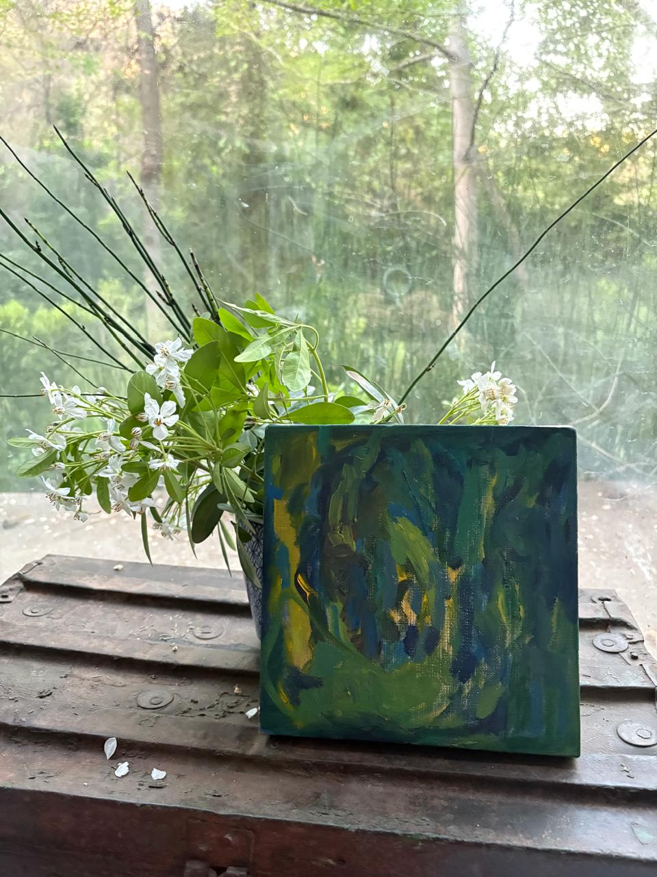 Vista al Jardin (Óleo sobre tela 25x25cm)