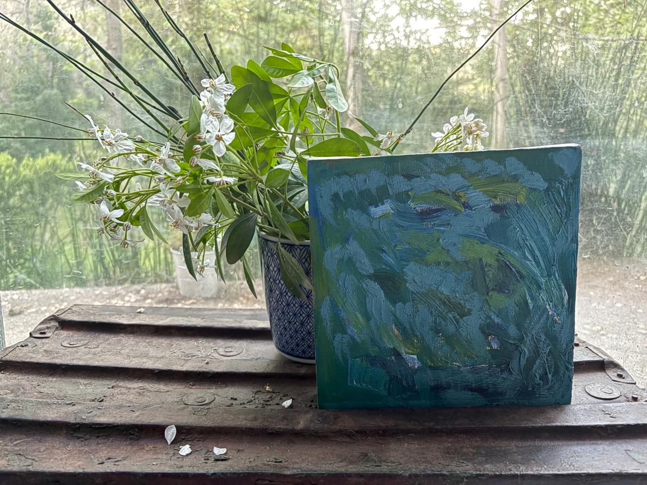 Vista al Jardin (Óleo sobre tela 25x25cm)