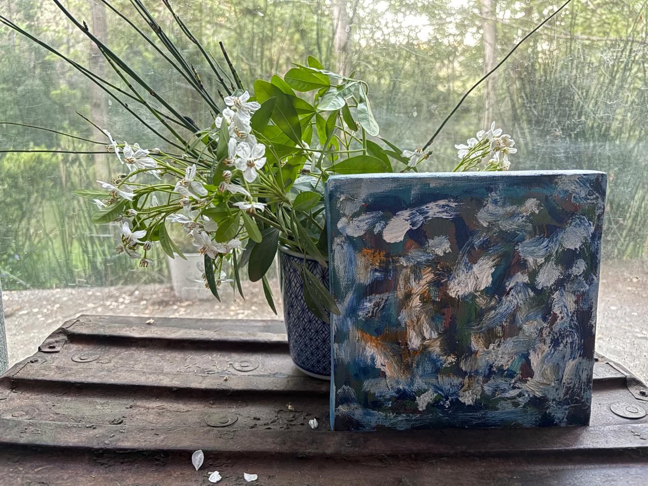 Vista al Jardin (Óleo sobre tela 25x25cm)