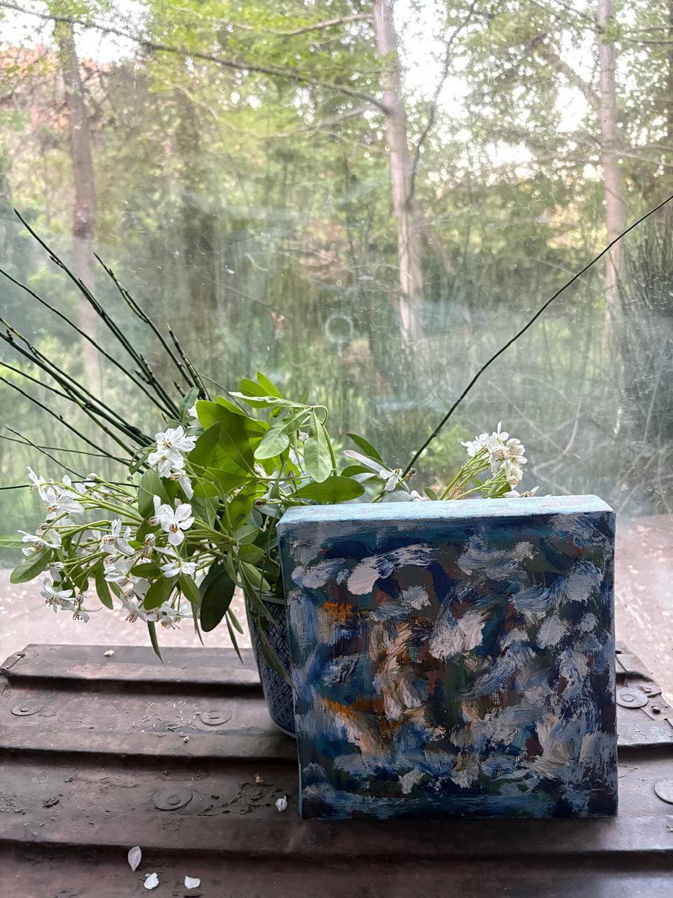 Vista al Jardin (Óleo sobre tela 25x25cm)