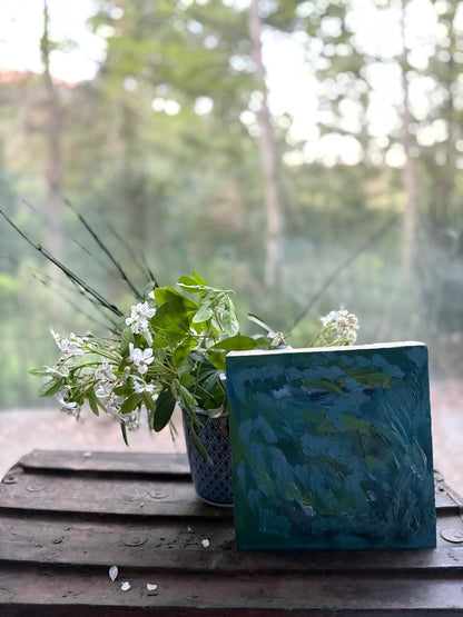 Vista al Jardin (Óleo sobre tela 25x25cm)